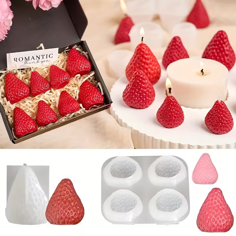Soap Making Vendors - Strawberry Silicone Candle Mold for DIY