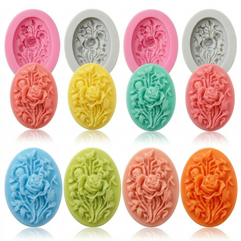 Soap Making Vendors - 4 Silicone mold with flower shape，Easy-to-demold